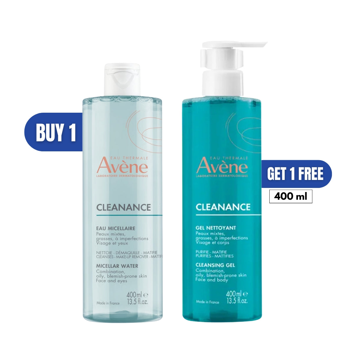 Cleansing Micellar Water 400 ML + FREE Cleanance Cleansing Gel 400 ML